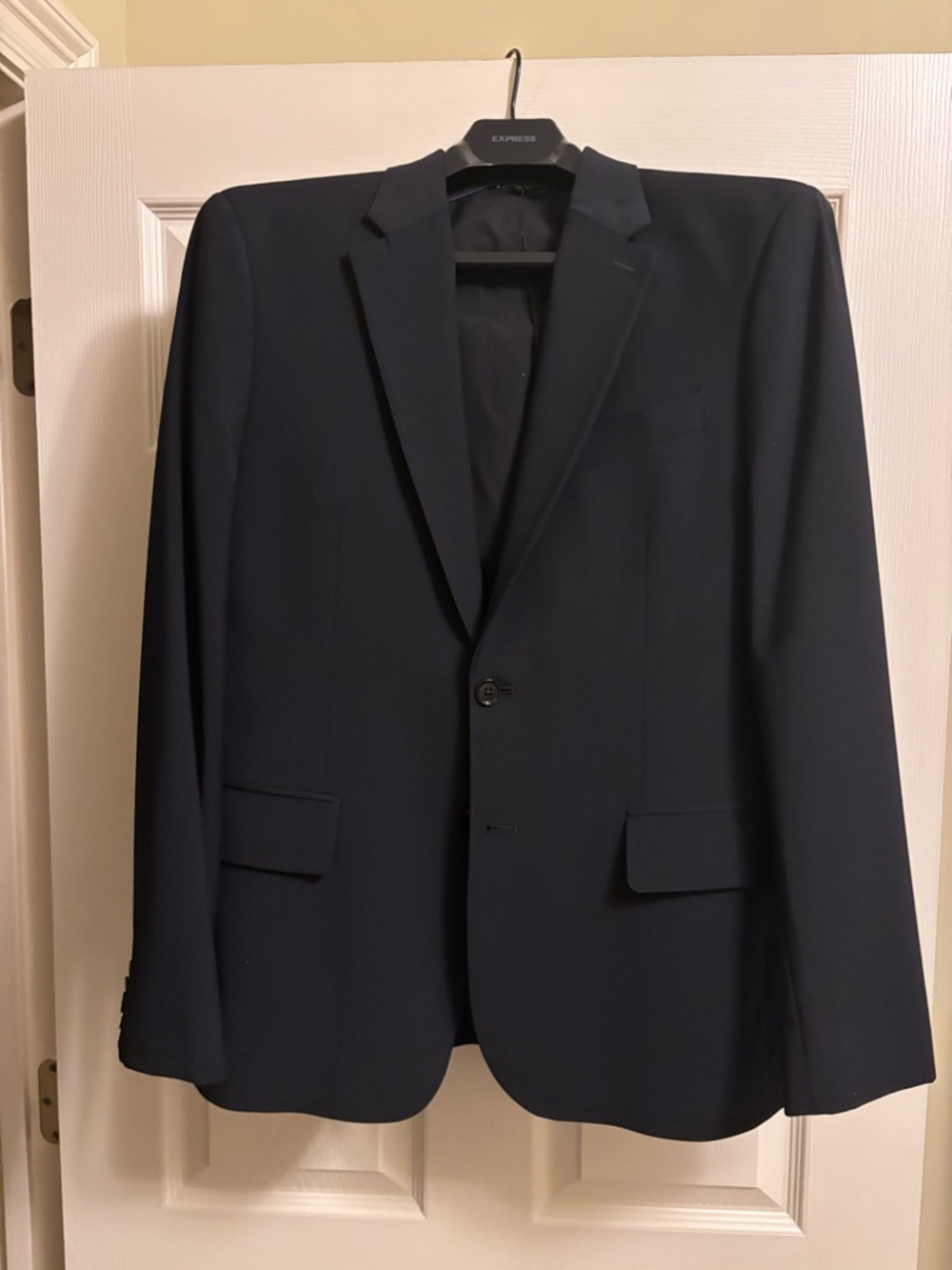 Express Men's Black Single-Breasted slim fit suit.